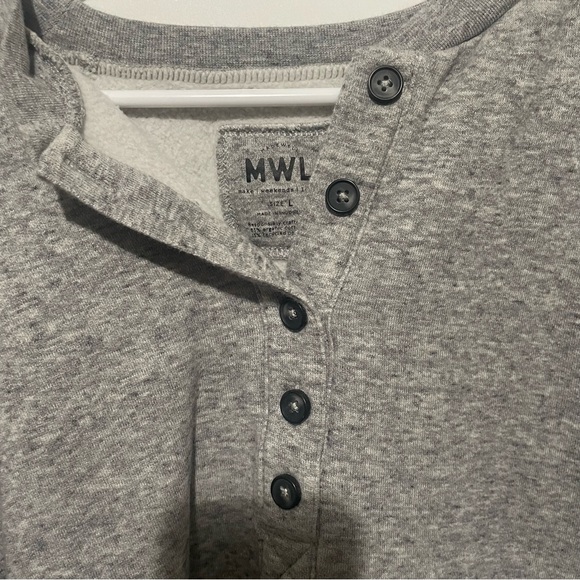 MADEWELL MWL Heathered Grey Cropped Henley Raglan Sweatshirt L - Picture 3 of 7